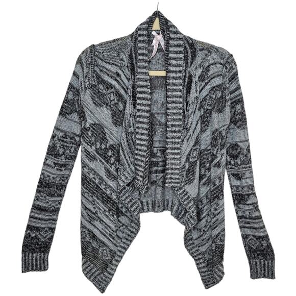 Derek Heart Flyaway Open Front Cardigan w/ Empire Waist and Tab Collar Small - Picture 8 of 9